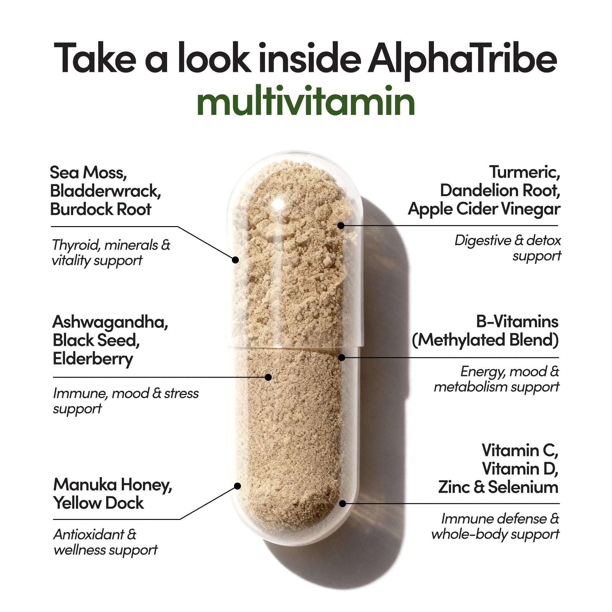 Alpha Tribe multivitamin with bladderwrack powder adds minerals for daily energy