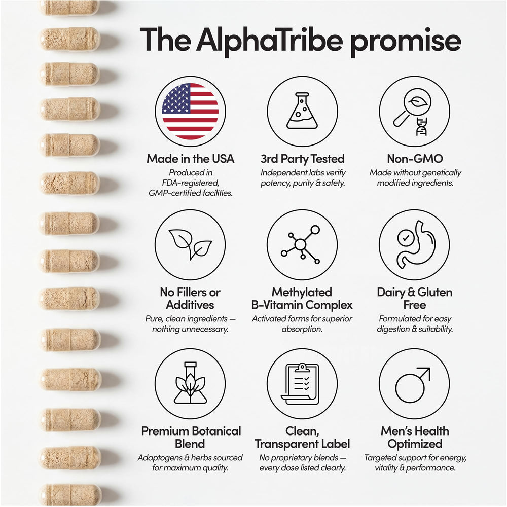 Alpha Tribe multivitamin with elderberry extract bottle signals seasonal wellness