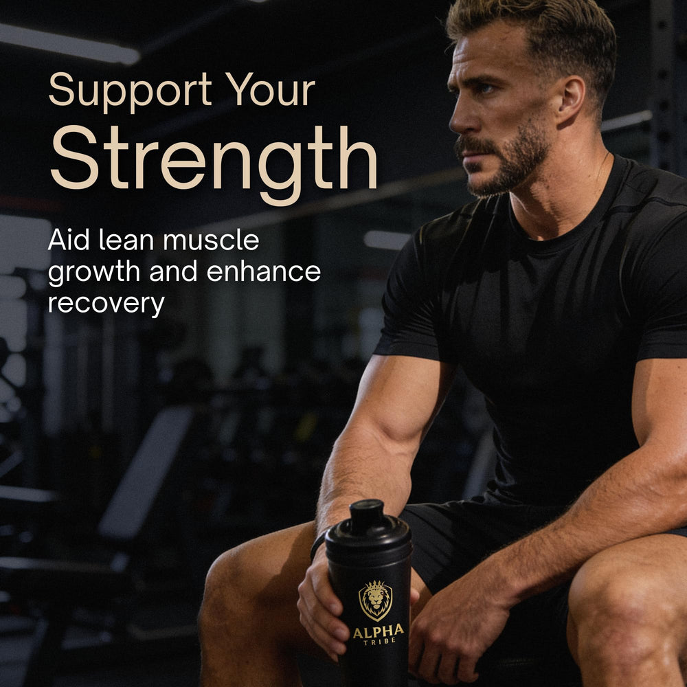 Alpha Tribe Test Protocol gym shelf scene implying athletic support