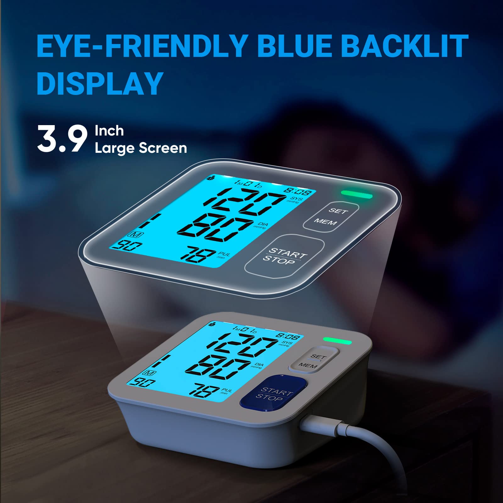 ALPHAGOMED BP Monitor backlit screen for night visibility