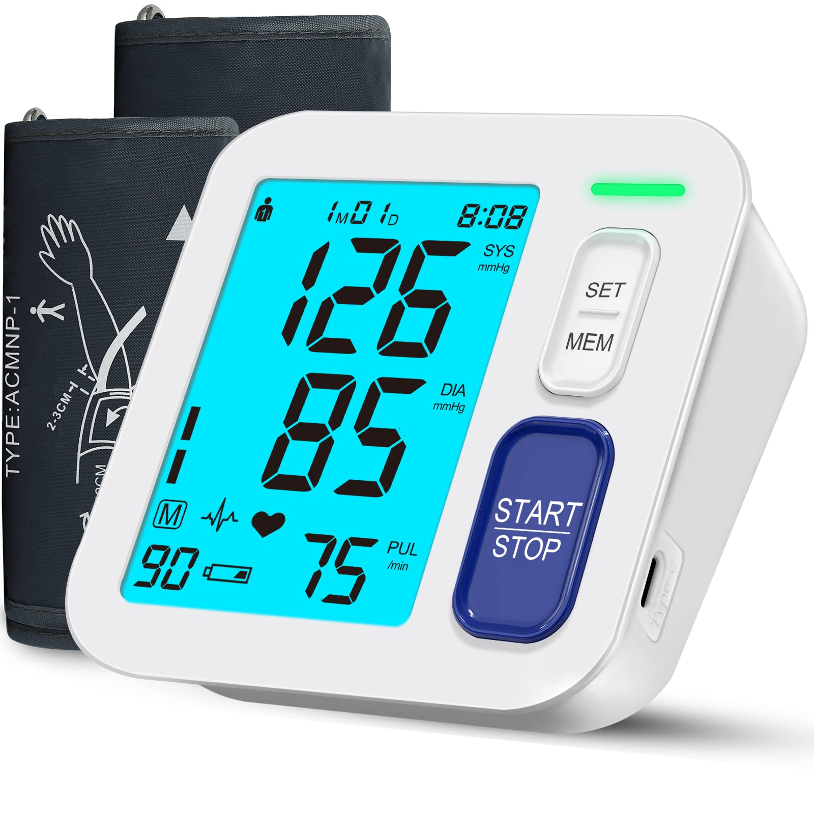 ALPHAGOMED BP Monitor front display with clear readings for home use