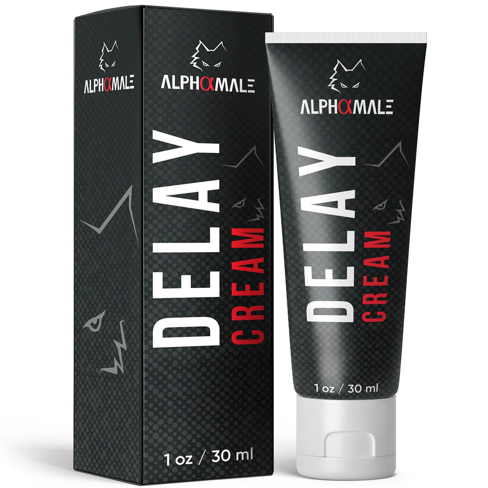 AlphaMale Premium Delay Cream bottle for external use to support longer sessions