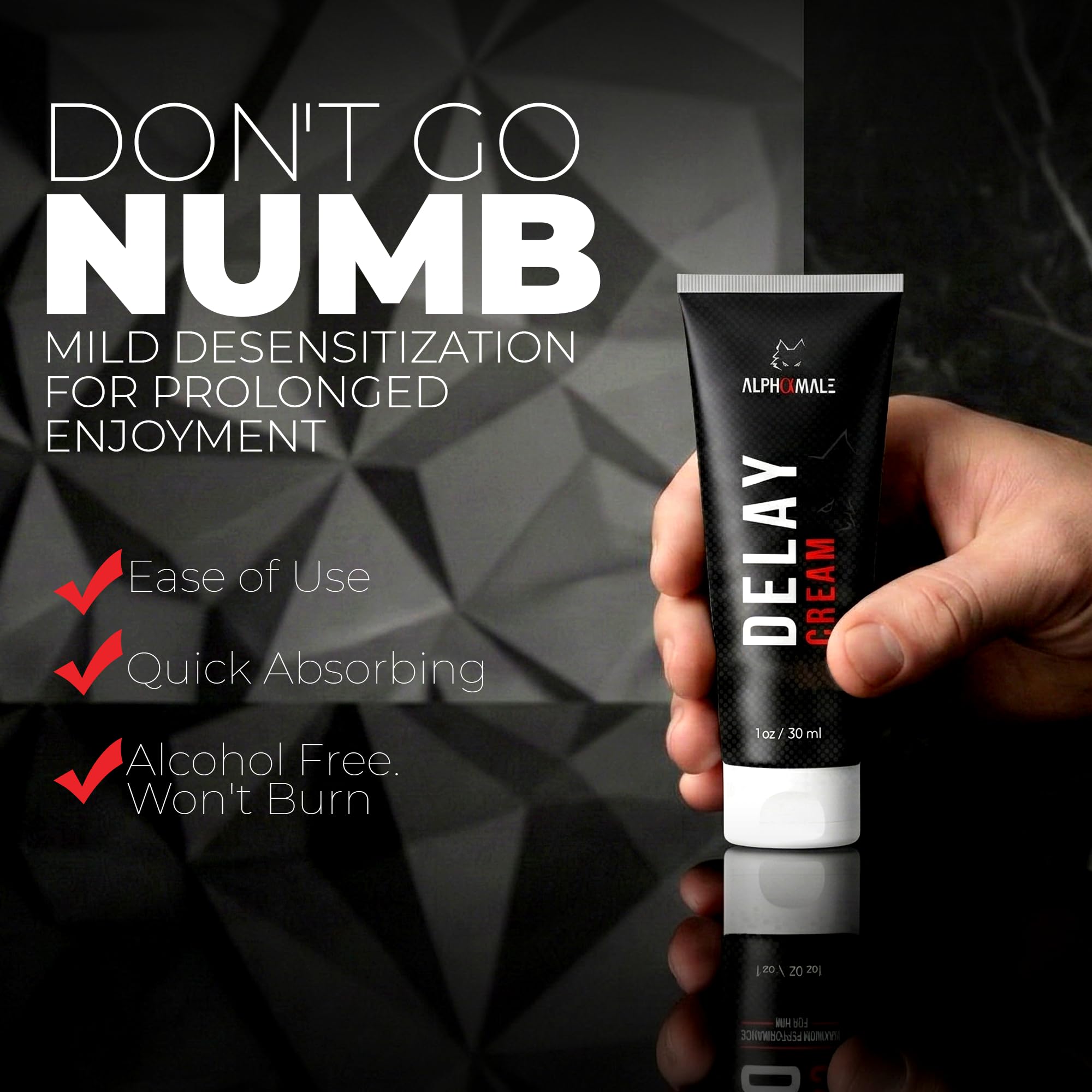 AlphaMale Premium Delay Cream dime sized amount for routine preparation