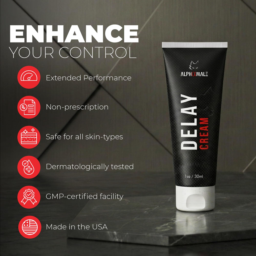 AlphaMale Premium Delay Cream non greasy formula highlights clean use