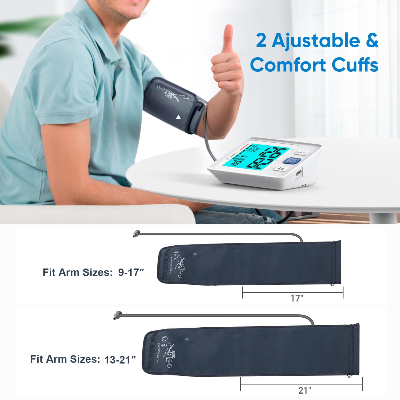 AlphaMed blood pressure monitor backlit display for night use