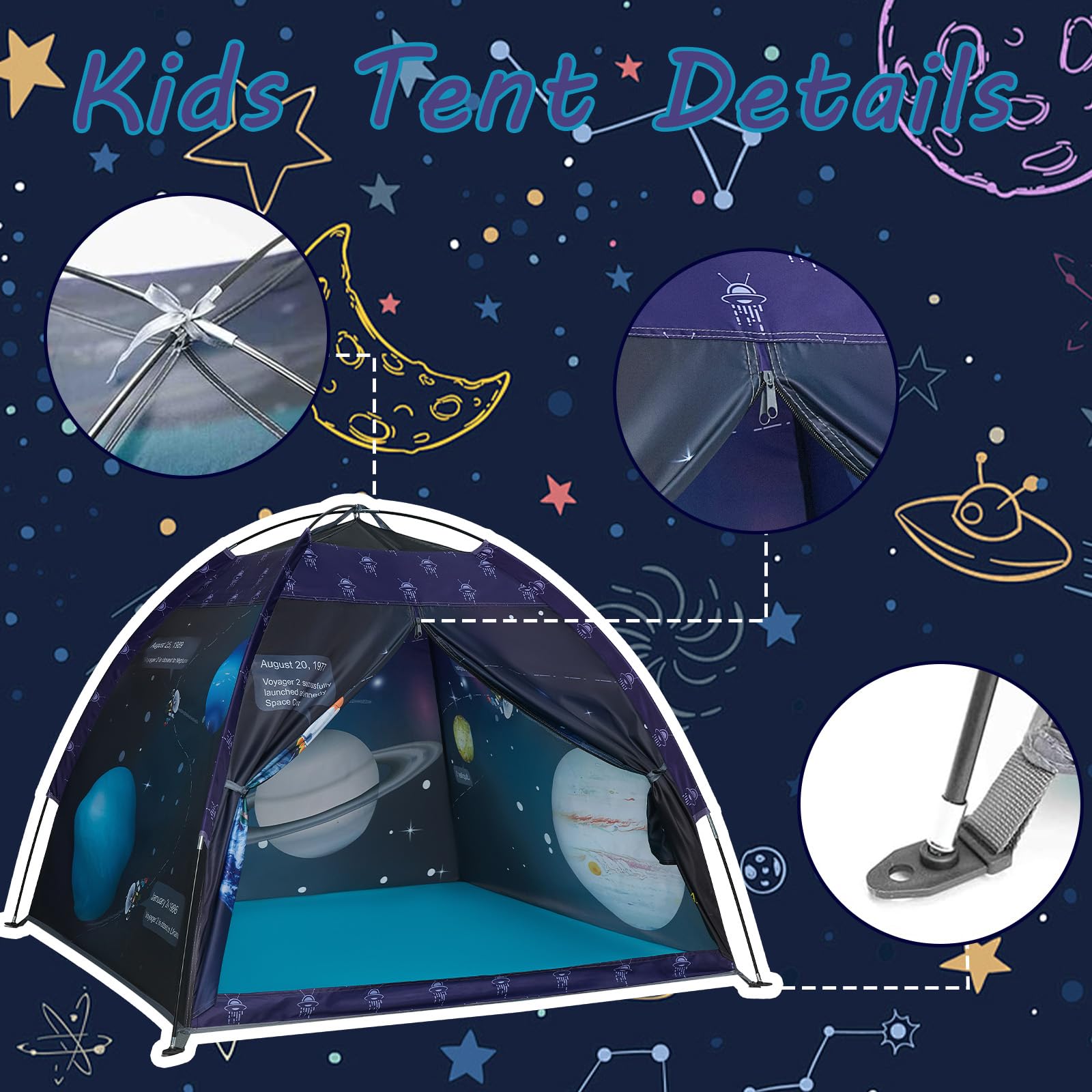 alprang Space World Galaxy Dome tent, durable fabric and sturdy poles for long-lasting fun.