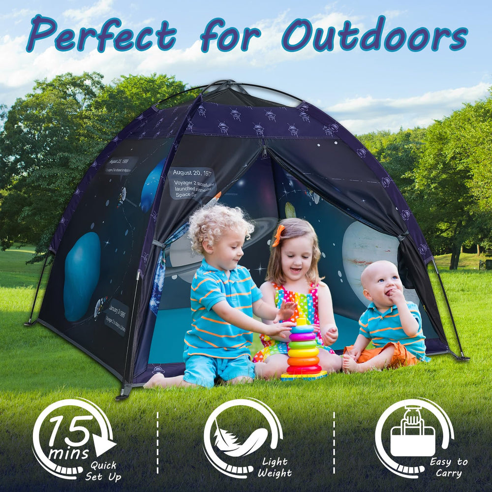alprang Space World Galaxy Dome tent, quick setup with fiberglass poles for convenience.
