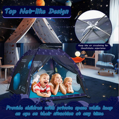 alprang Space World Galaxy Dome tent, kids playing and pretending on a galaxy mission.