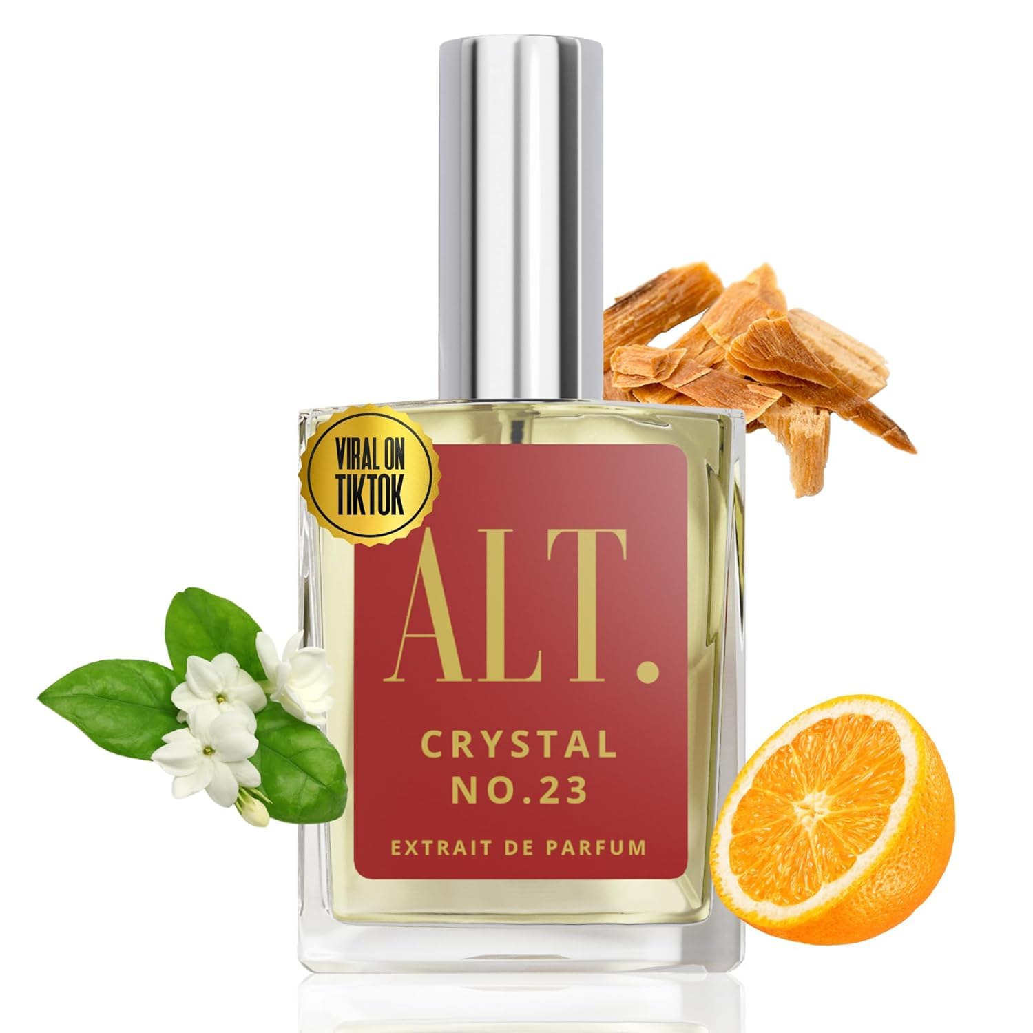 ALT. FRAGRANCES Crystal No. 23 bottle front highlights the unisex perfume for daily wear.