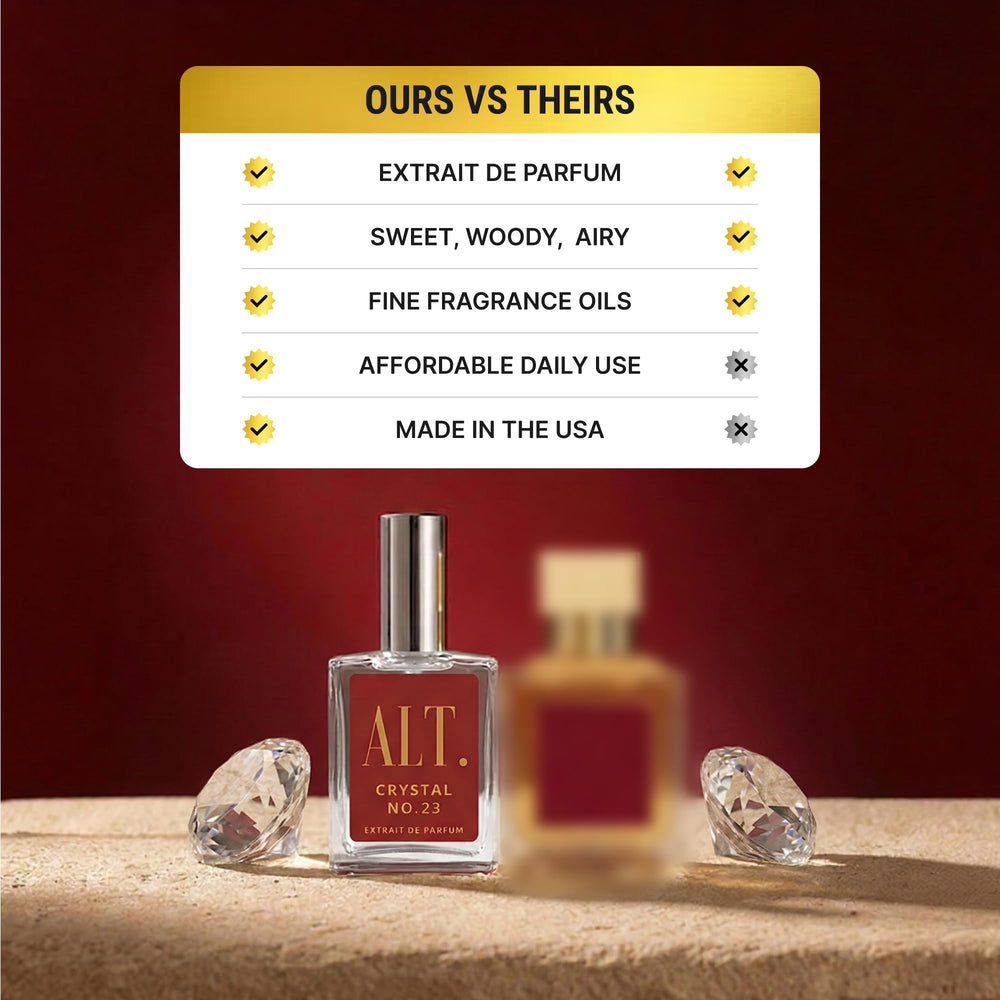 ALT. FRAGRANCES Crystal No. 23 cap detail signals premium extrait de parfum quality.