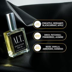 ALT. FRAGRANCES Executive No. 26 bergamot-pineapple top notes deliver a bright, modern opening