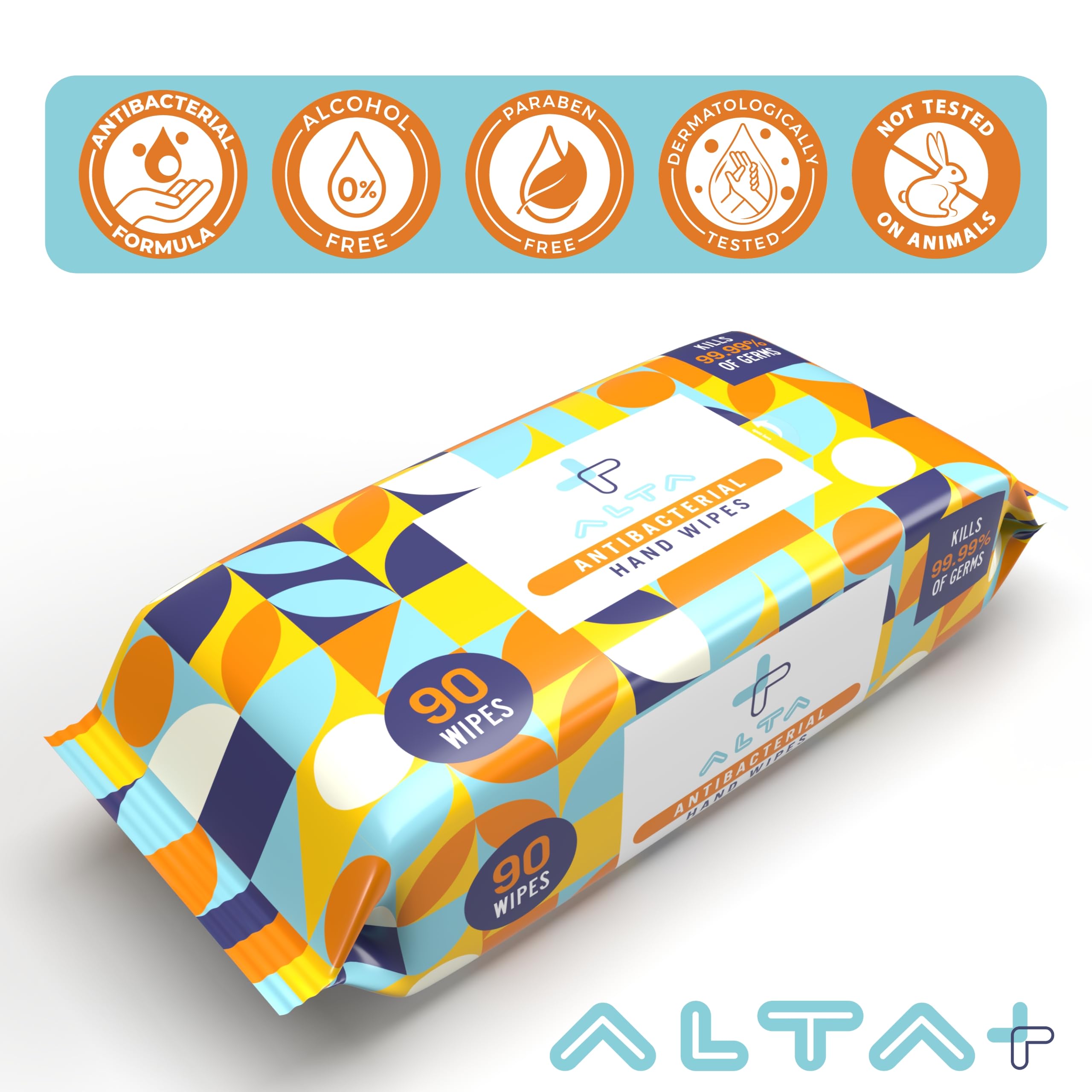 ALTA + antibacterial hand wipes resealable lid keeps wipes moist