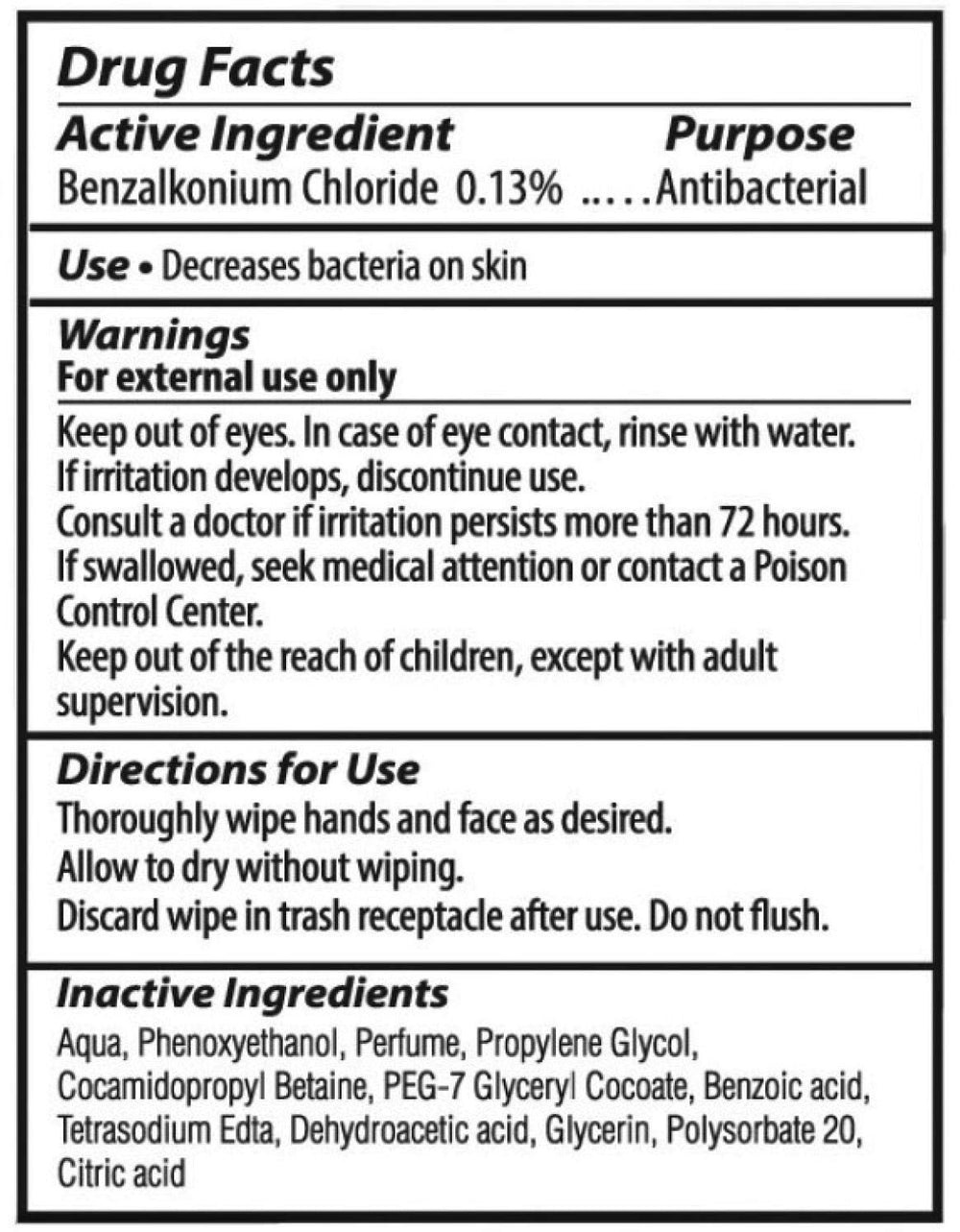 Benzalkonium close-up on ALTA + antibacterial wipes