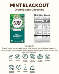 Alter Eco 100% cocoa bar ingredients close-up showing two-ingredient purity.