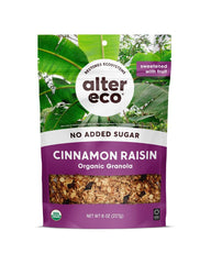 Alter Eco Cinnamon Raisin Granola front packaging, organic breakfast option
