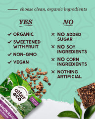 Alter Eco ingredients panel: organic oats and real fruit