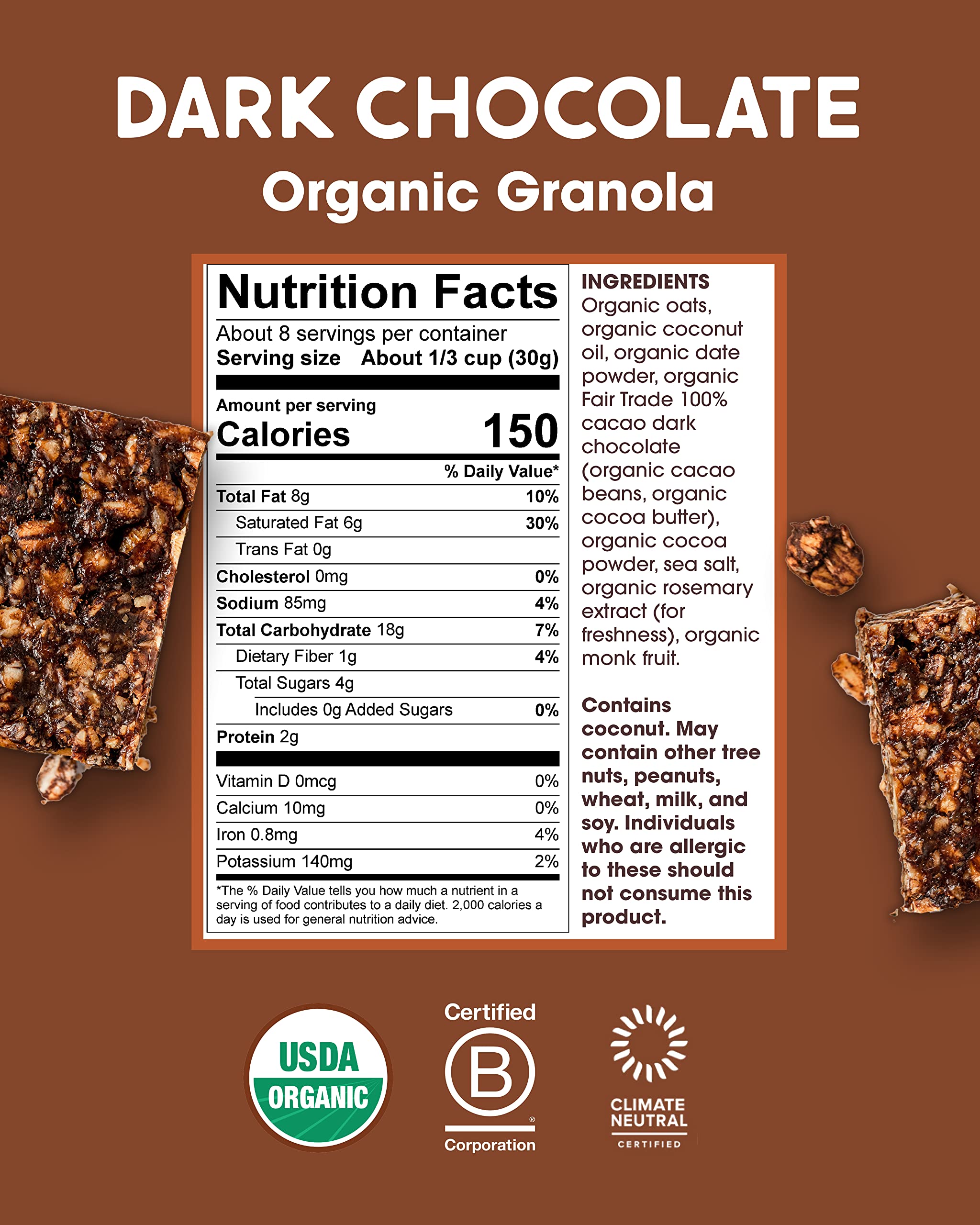 Alter Eco Dark Chocolate Granola bowl with fruit for a satisfying morning energy boost.