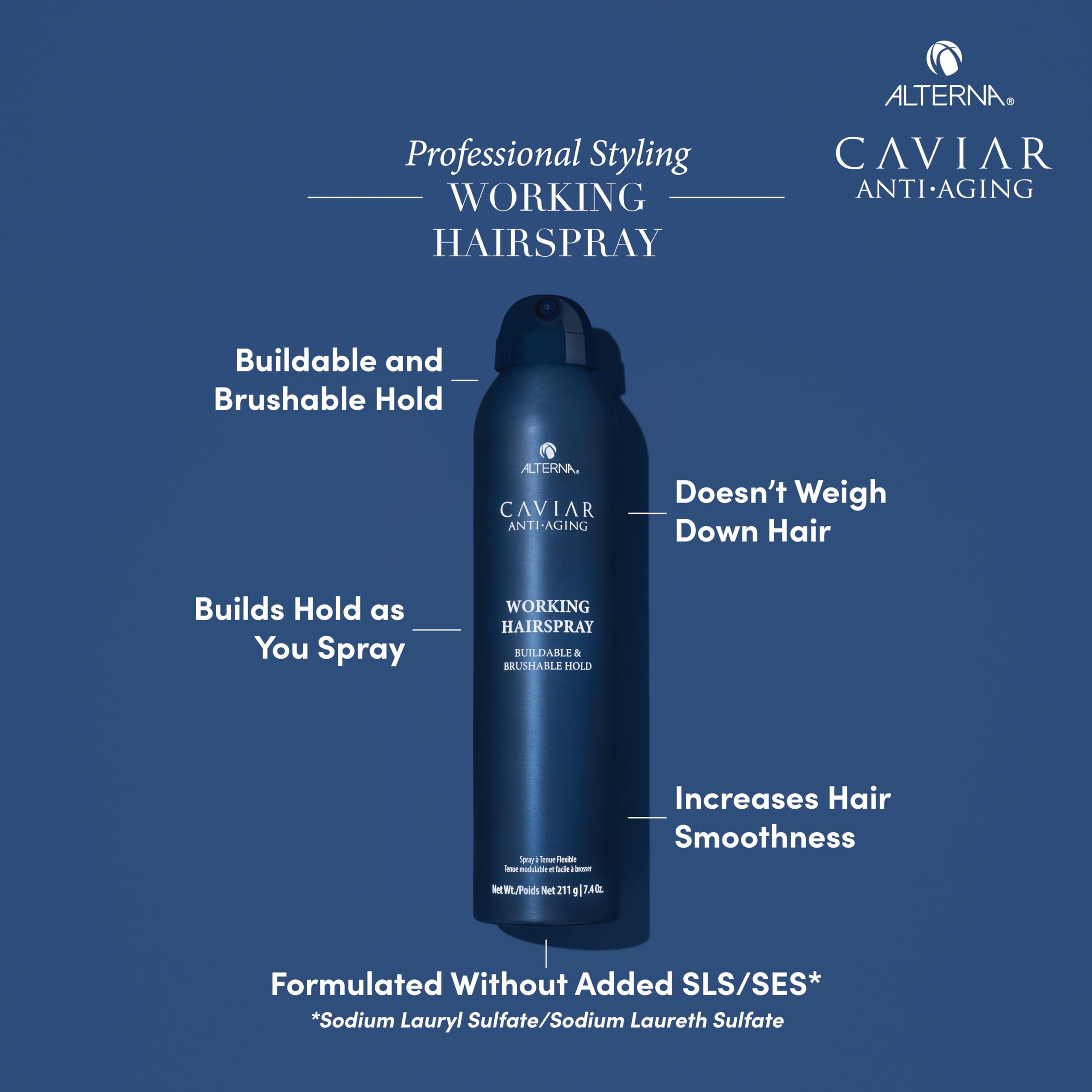 Alterna Caviar Working Hairspray resists humidity while keeping a natural shine.