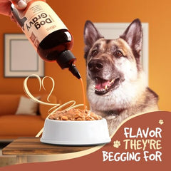 Altira Everyday Dog Gravy poured over dry food for enhanced aroma and flavor