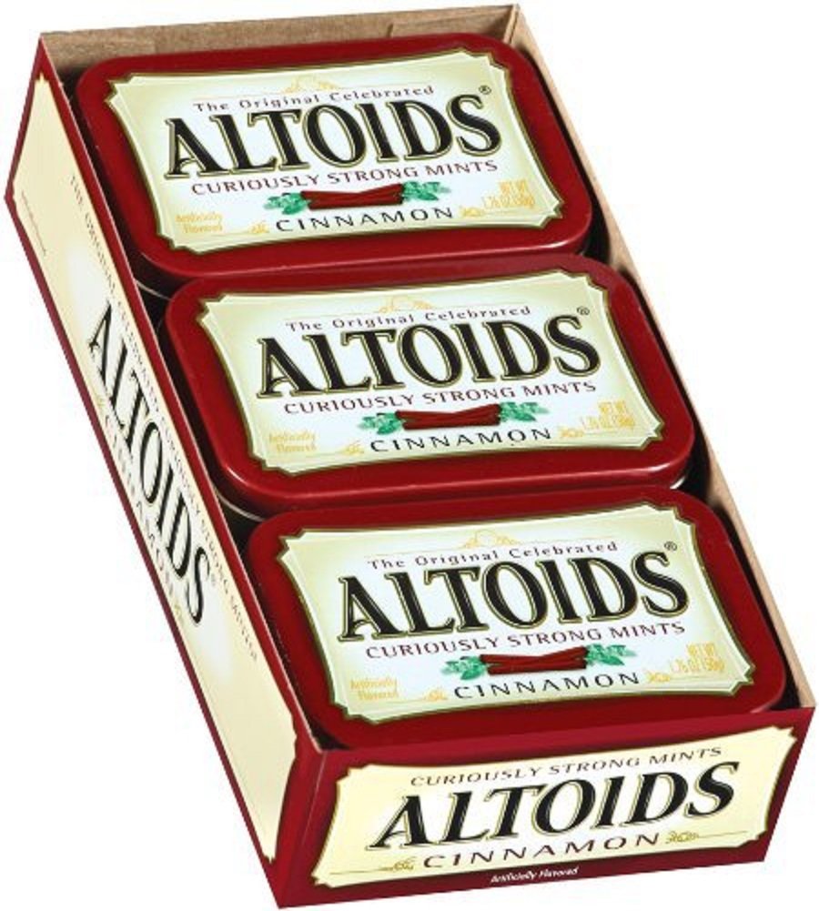 Altoids Cinnamon mints tin front view for on-the-go refresh