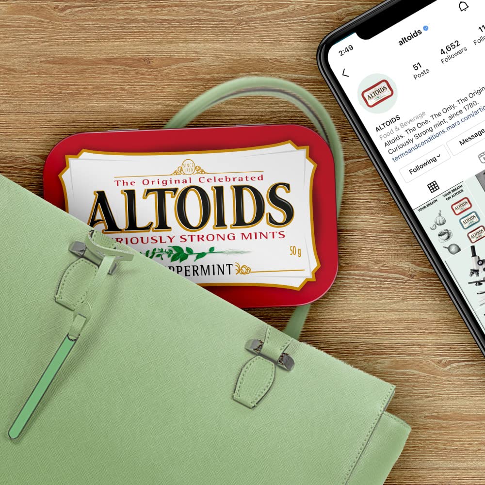 Altoids mint breath freshness on the go during meetings and travel