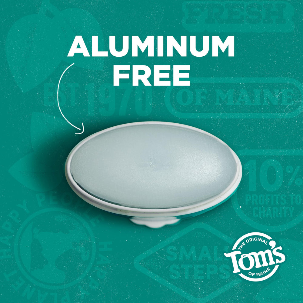 Aluminum-free badge on Tom's of Maine Wicked Cool Freestyle label for everyday freshness.