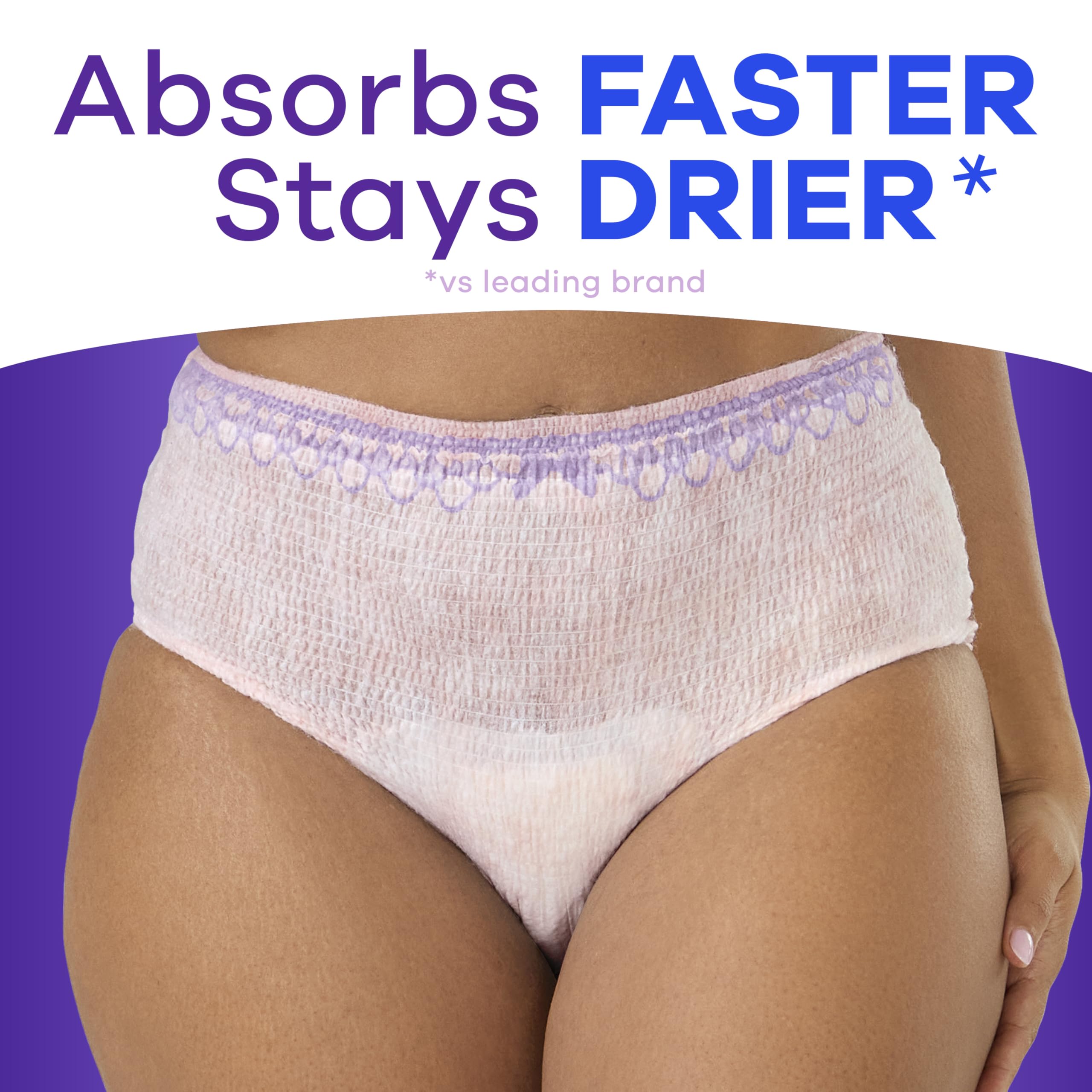 Always Discreet easy-open bags for quick, convenient changes.