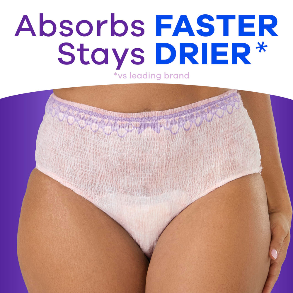 Always Discreet easy-open bags for quick, convenient changes.