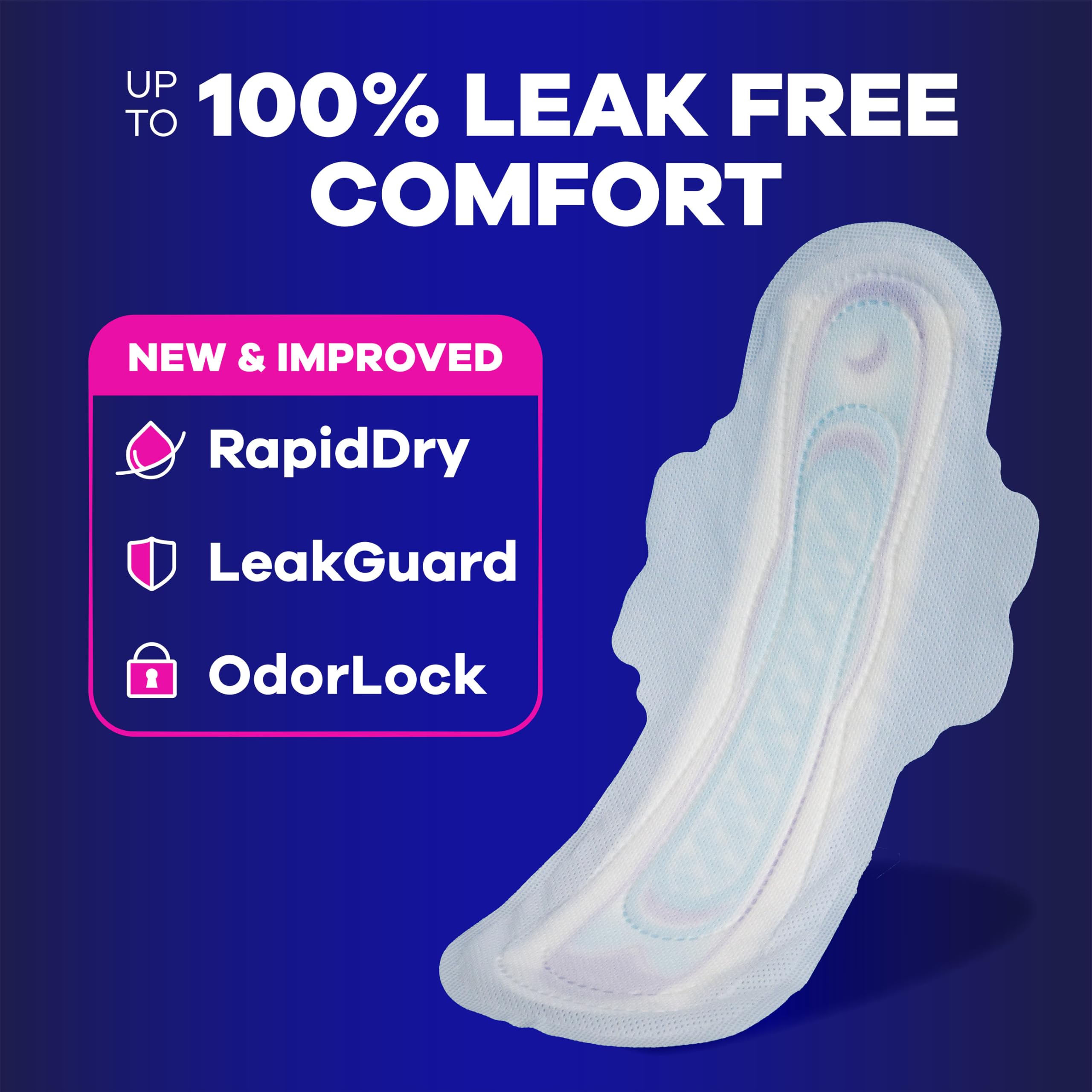 Always Overnight Pad 2-pack packaging image showing discreet protection.