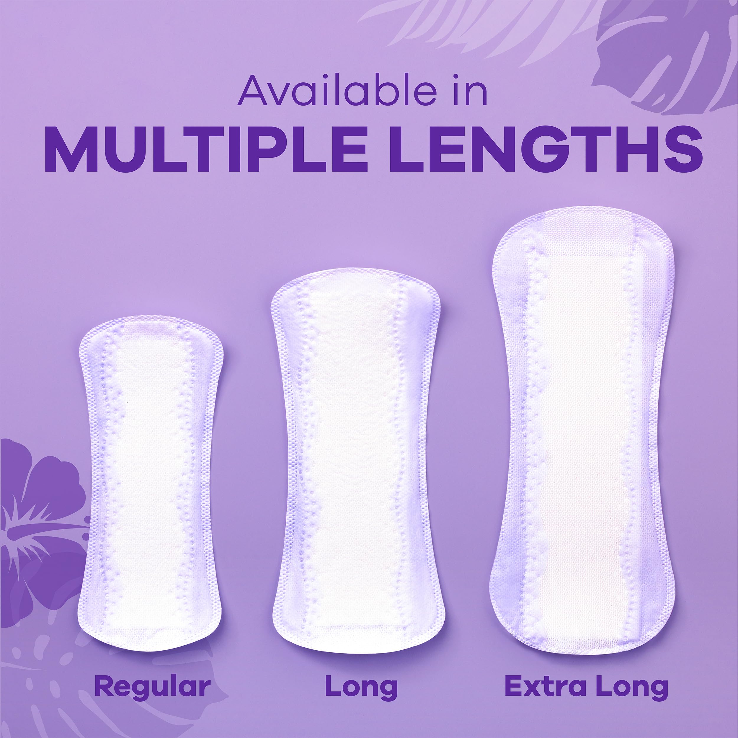 Unscented Always panty liner pack emphasizing long, comfortable wear