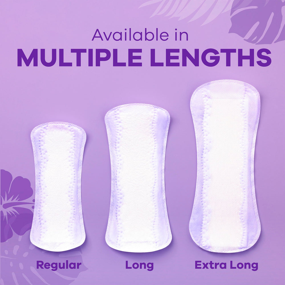 Unscented Always panty liner pack emphasizing long, comfortable wear