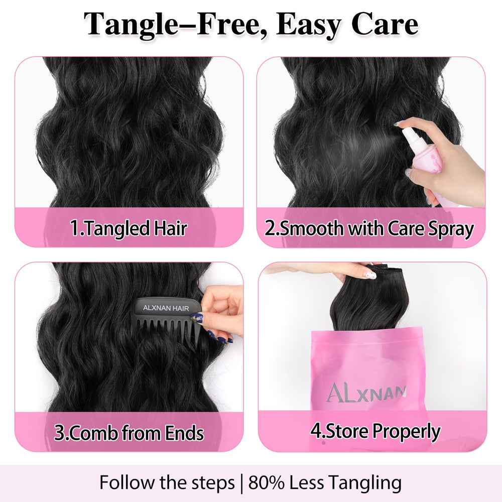 ALXNAN clip-in extensions blend with natural hair for everyday wear.