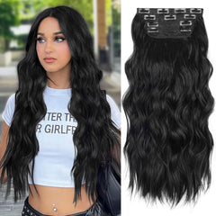 ALXNAN clip-in long wavy extensions deliver instant length and fuller look.