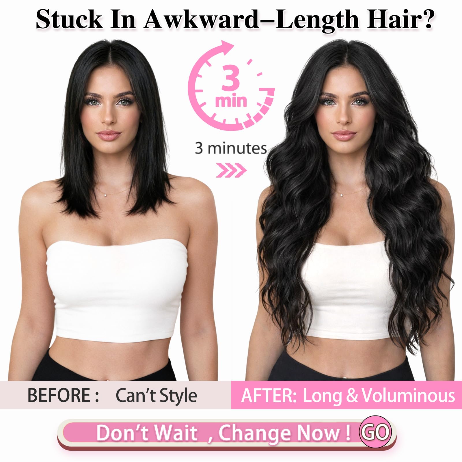 ALXNAN 5in-wide clip-in weft provides secure volume boost.