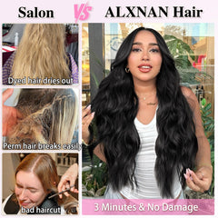 ALXNAN 6in-wide clip-in weft creates natural fullness and body.