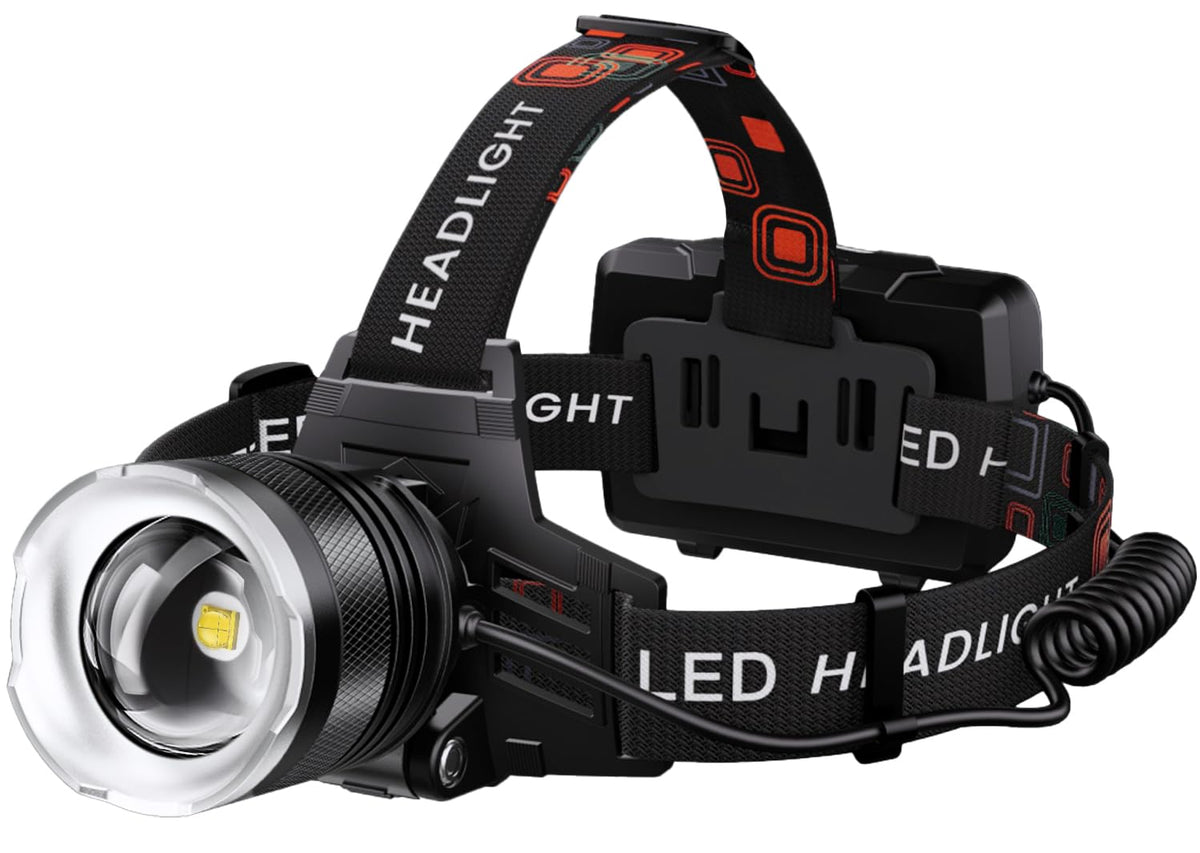 AMAKER LED headlamp front view shows compact design with bright beam for outdoors