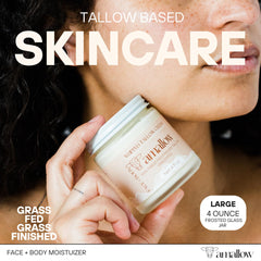 Amallow beef tallow body moisturizer unscented lightweight hydration.