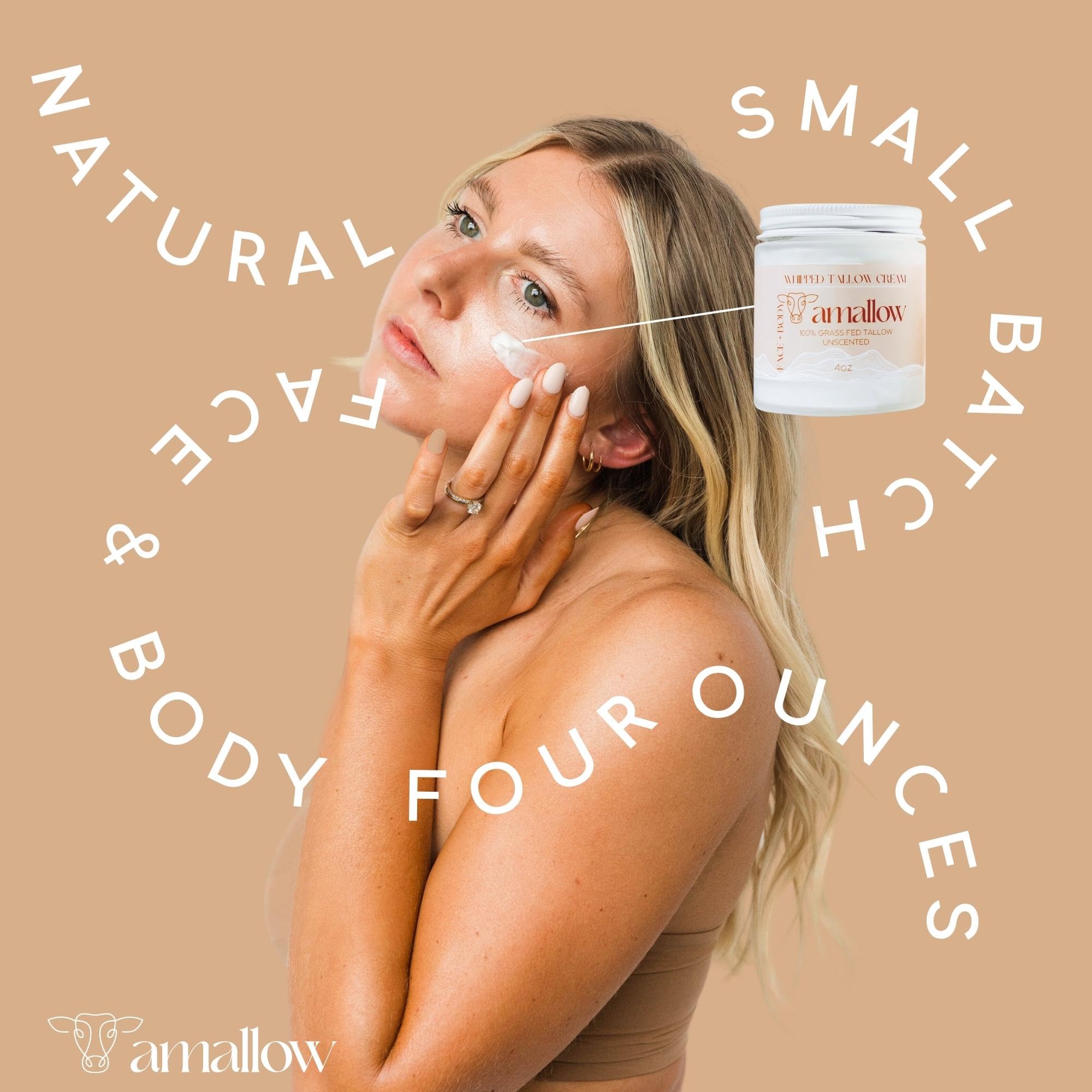 Amallow natural ingredients beef tallow blend promotes skin comfort.