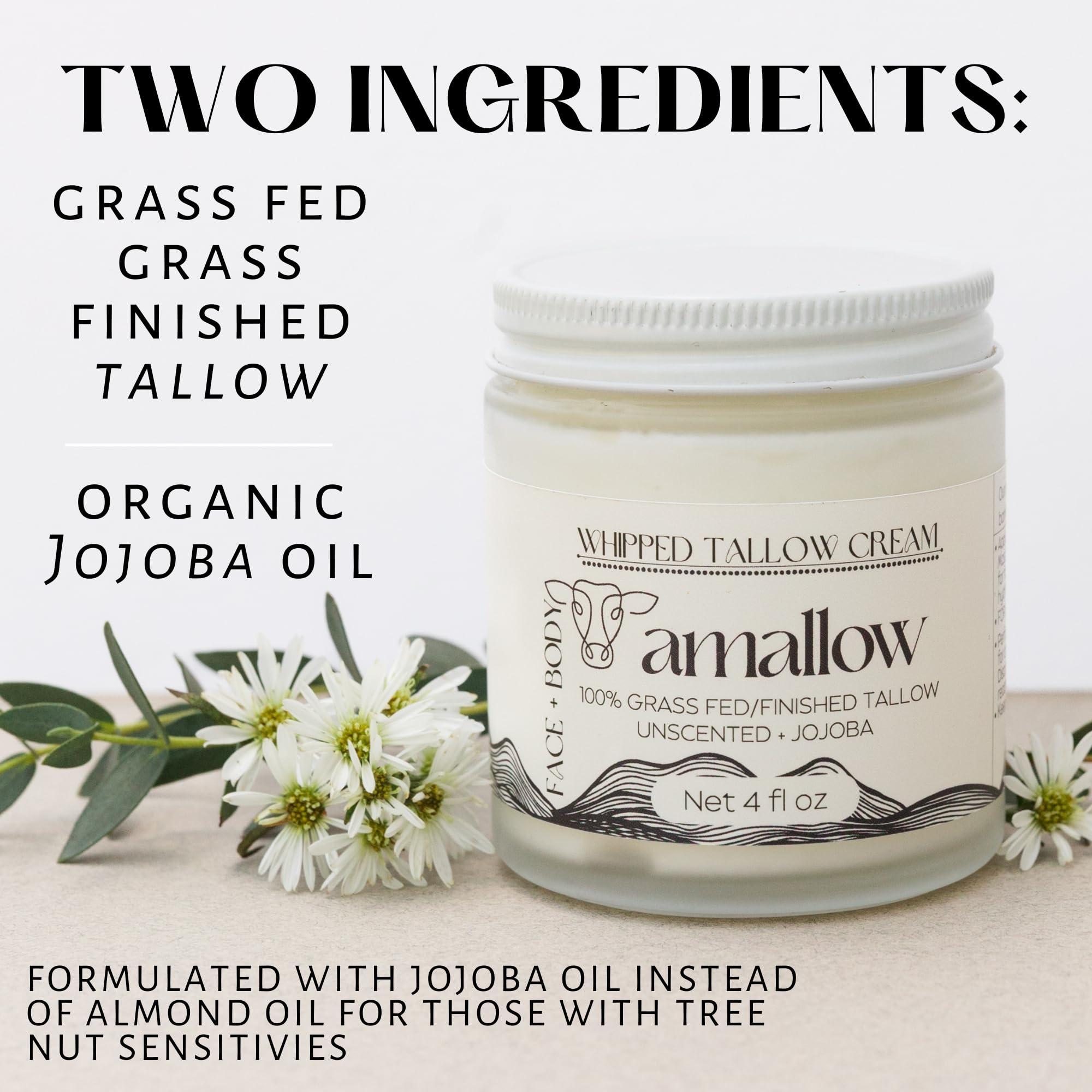 Amallow unscented formula with jojoba oil for non-clogging hydration.