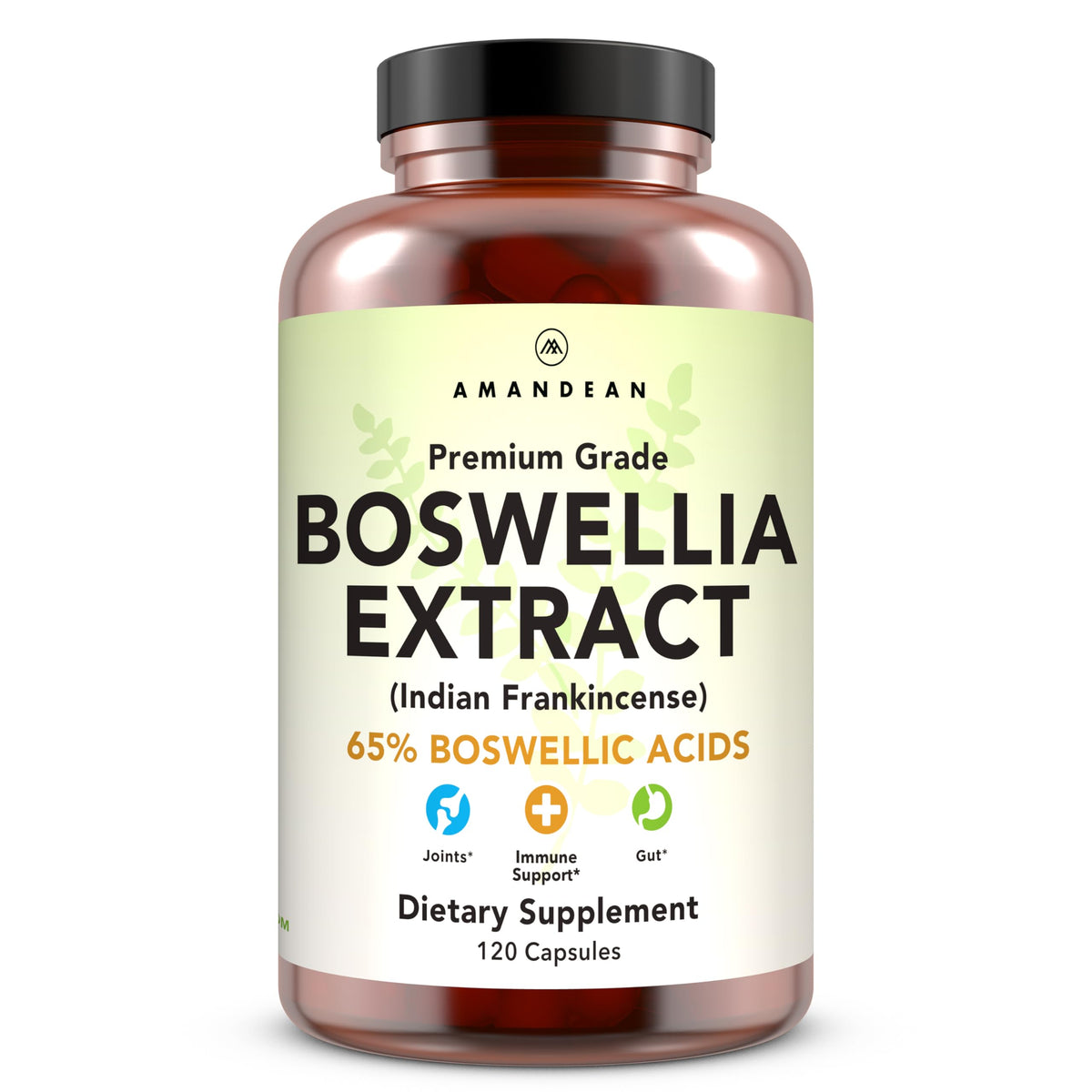 AMANDEAN Boswellia bottle with 500 mg capsules for joint health support