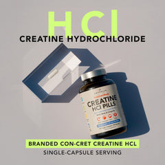 AMANDEAN Creatine HCl pills capsules closeup emphasizes premium ingredients