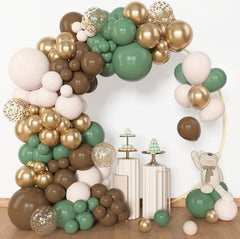 Amandir gold metallic confetti 12in balloons add festive sparkle to the arch.