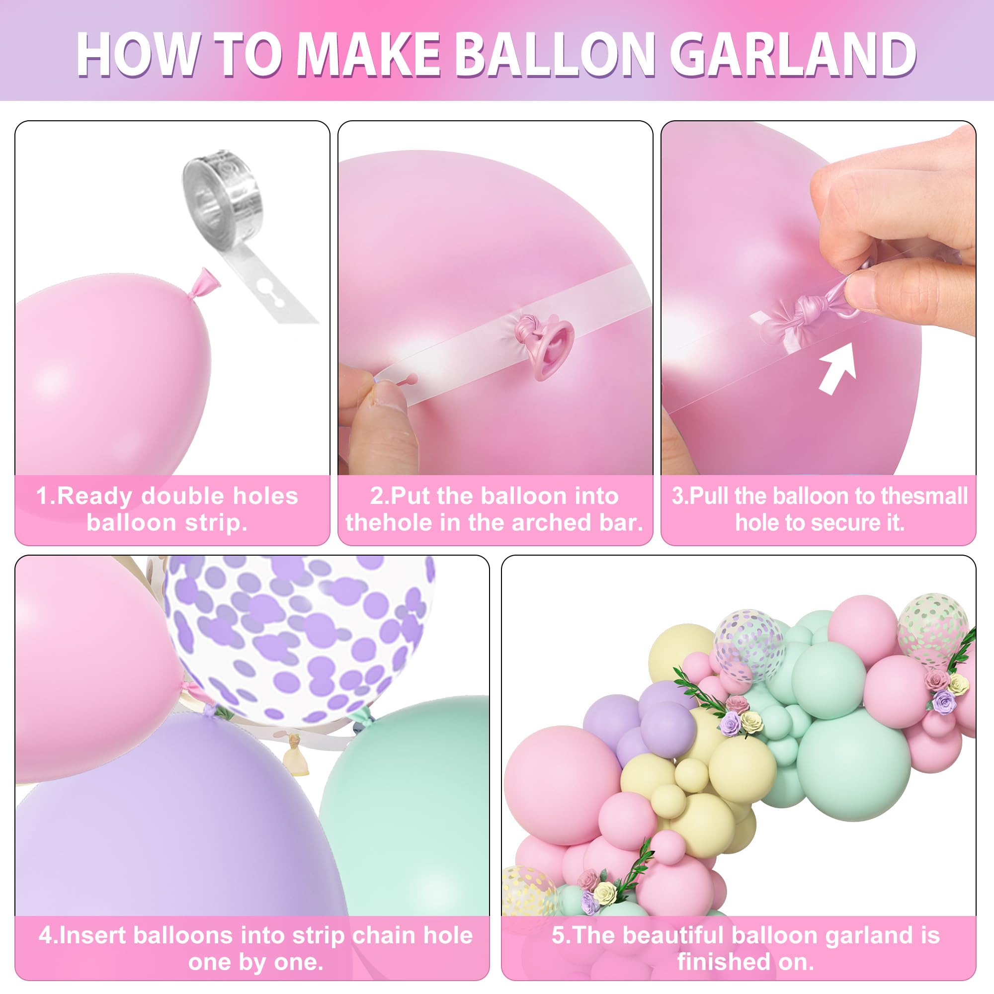Amandir 10-inch pastel balloons in mixed colors for full garland layers