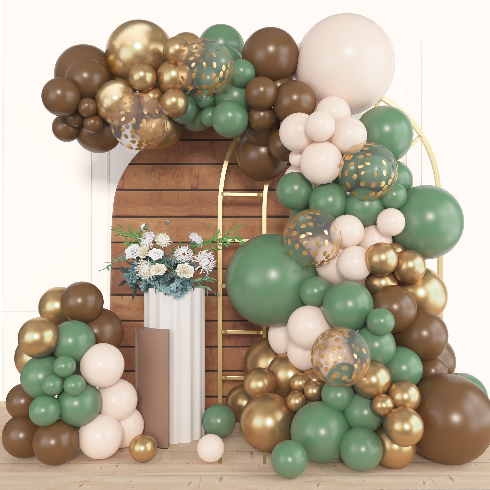 Amandir sage green 18in balloons for a bold arch centerpiece.