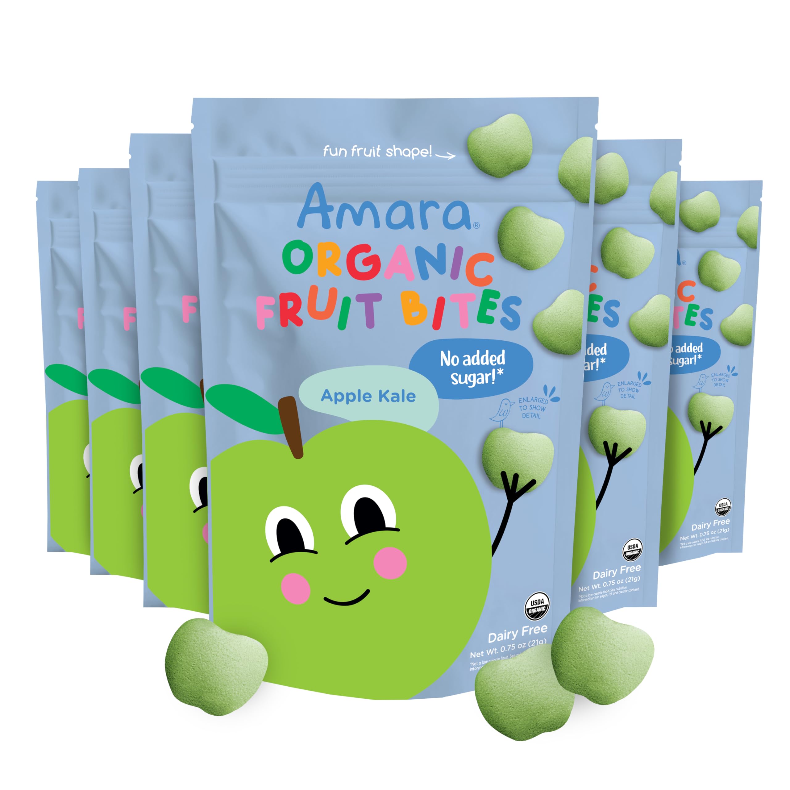 Amara Organic Fruit Bites Apple Kale reveal crisp apple flavor in bite-sized pieces
