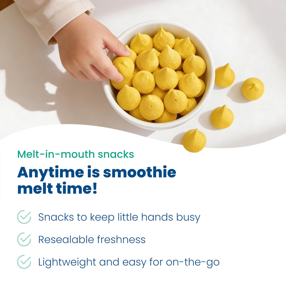 Amara Smoothie Melts texture close-up illustrating melt-in-mouth softness.