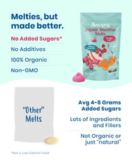 Amara Smoothie Melts resealable bags emphasizing convenient on-the-go snacking