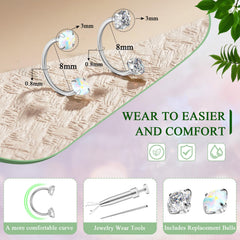 AMASIS horseshoe nose ring crystal ends for versatile styling.
