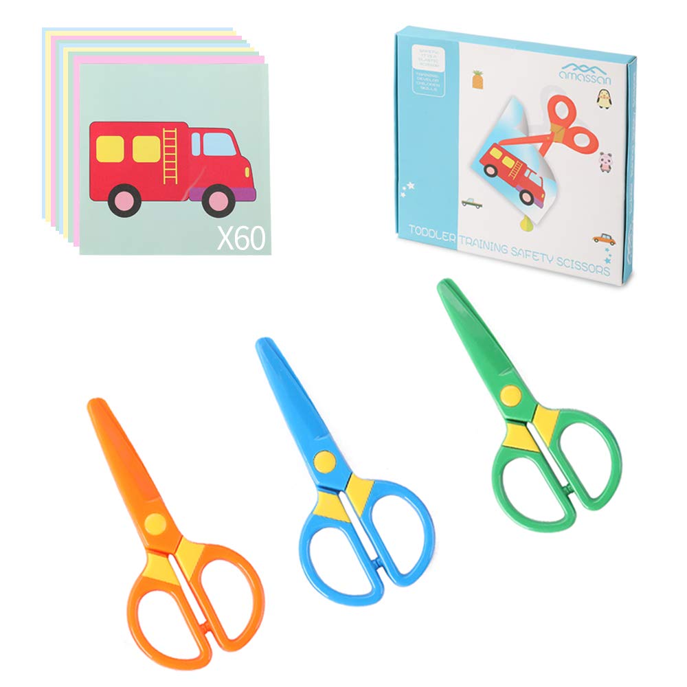 amassan toddler safety scissors with blunt tips for safe classroom crafts