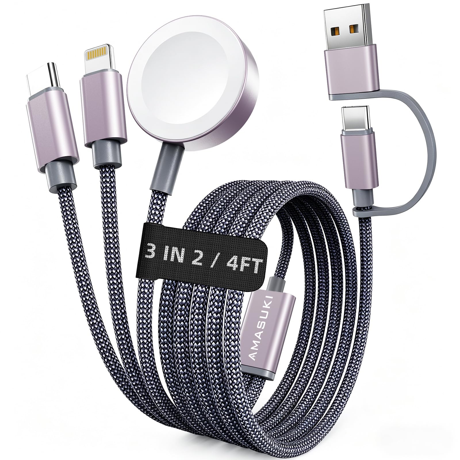 Amasuki 3-in-2 multi-charging cable ready for travel and cruise use.
